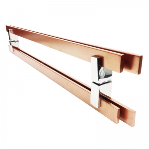 Puxador Para Portas Duplo em Aço Inox Modelo Aquarius Cobre Acetinado para portas: pivotantes/madeira/vidro temperado/porta alumínio e portões