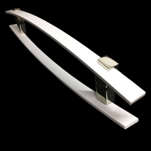 Puxador Para Portas Duplo em Aço Inox Modelo Alba Branco para portas: pivotantes/madeira/vidro temperado/porta alumínio e portões