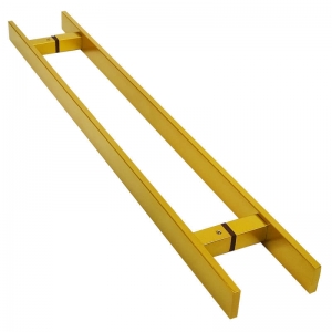 Puxador Portas Duplo Aço Inox Dourado Metálico Acetinado Clean 1,5 m para portas: pivotantes/madeira/vidro temperado/porta alumínio e portões