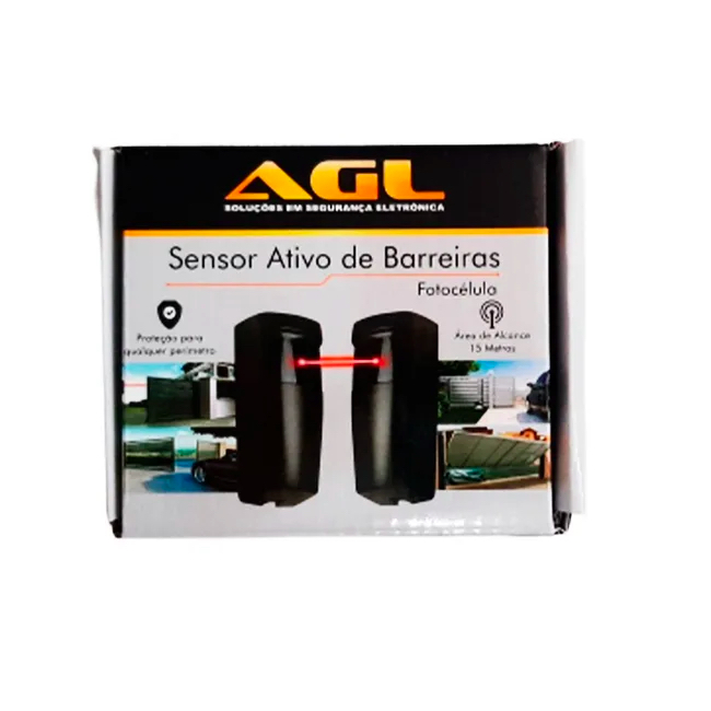 Sensor Ativo Barreira 15m Fotocélula IR c/ 1 Par Agl