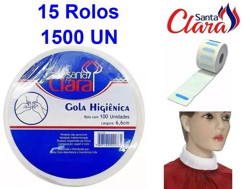 Gola Higiênica - Pacote com 15 Rolos - Total 1500 Golas - Santa Clara