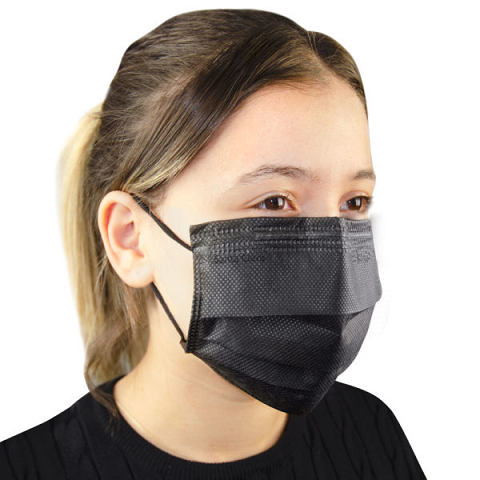Máscara Descartável Não Tecido Preta Com 100 Unidades - Santa Clara