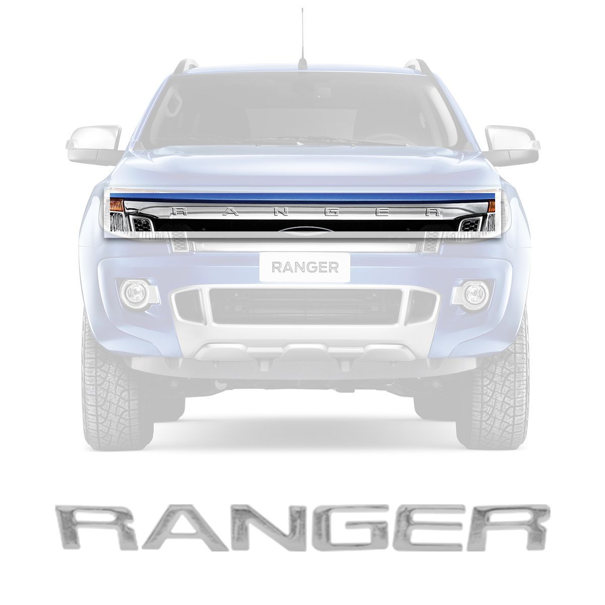 Adesivo p/ Grade Frontal Resinado Cromado URA Ford Nova Ranger 2013 em diante
