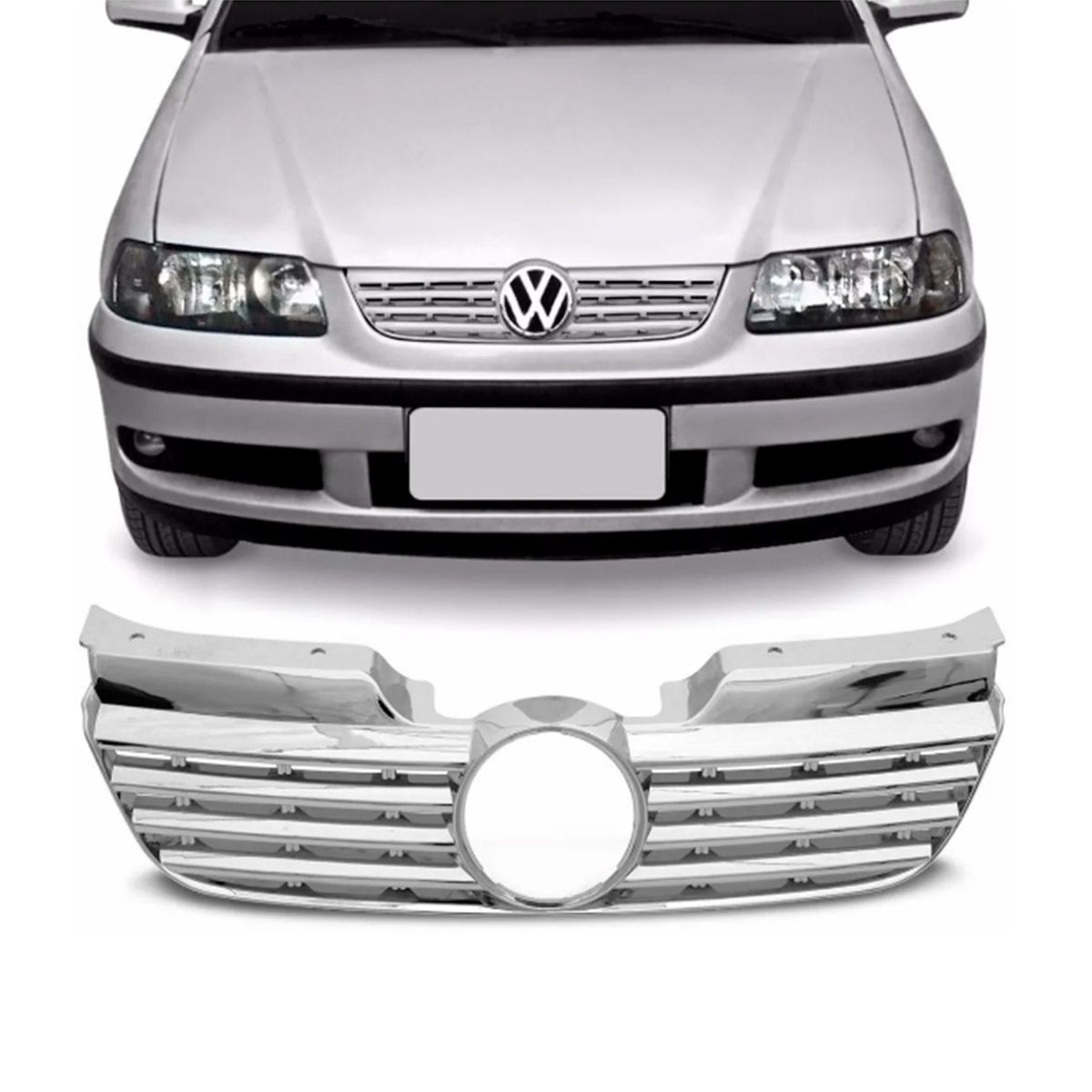 Grade Dianteira Cromada KJ Volkswagen Gol, Parati, Saveiro G3 Fase 1 de 1999 a 2002 Sem Emblema