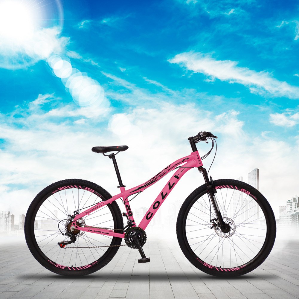 Bicicleta Euphora Aro 29 Alumínio 21v Câmbio Traseiro Shimano Freio Mecânico Rosa Neon - Colli Bike
