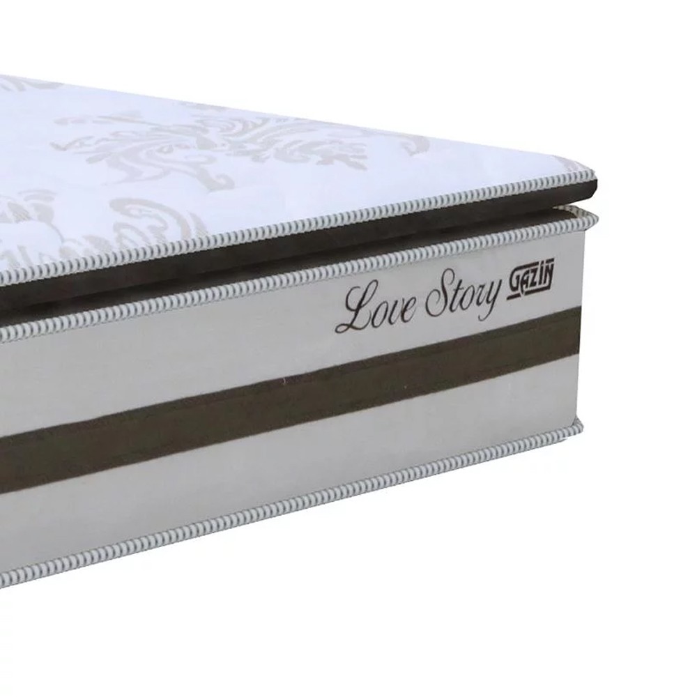 Colchão Box Casal 138cm Molas Ensacadas Soft Pillow Love Story Bege/Marrom - Gazin