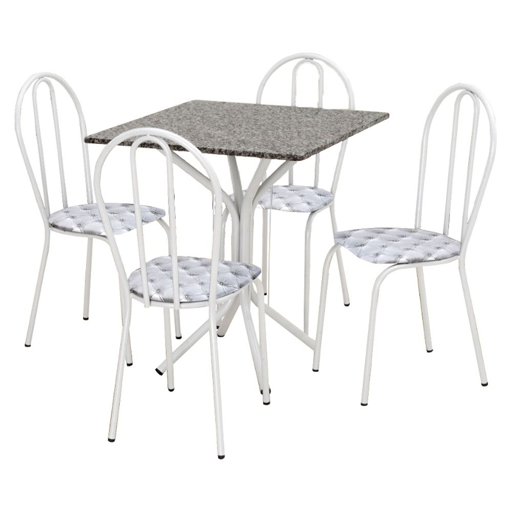 Conjunto de Mesa e 04 Cadeiras Thais com Tampo em Granito - Artefamol