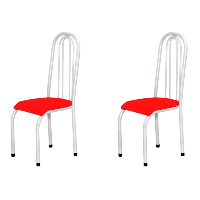 Kit 2 Cadeiras Altas 0.123 Anatômica Branco/Vermelho - Marcheli