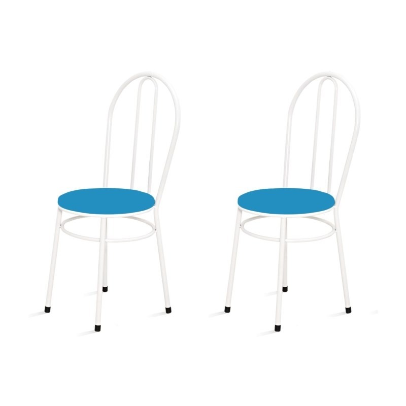 Kit 2 Cadeiras Baixas 0.134 Redonda Branco/Azul - Marcheli