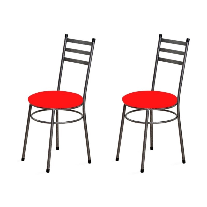 Kit 2 Cadeiras Baixas 0.135 Redonda Craqueado/Vermelho - Marcheli