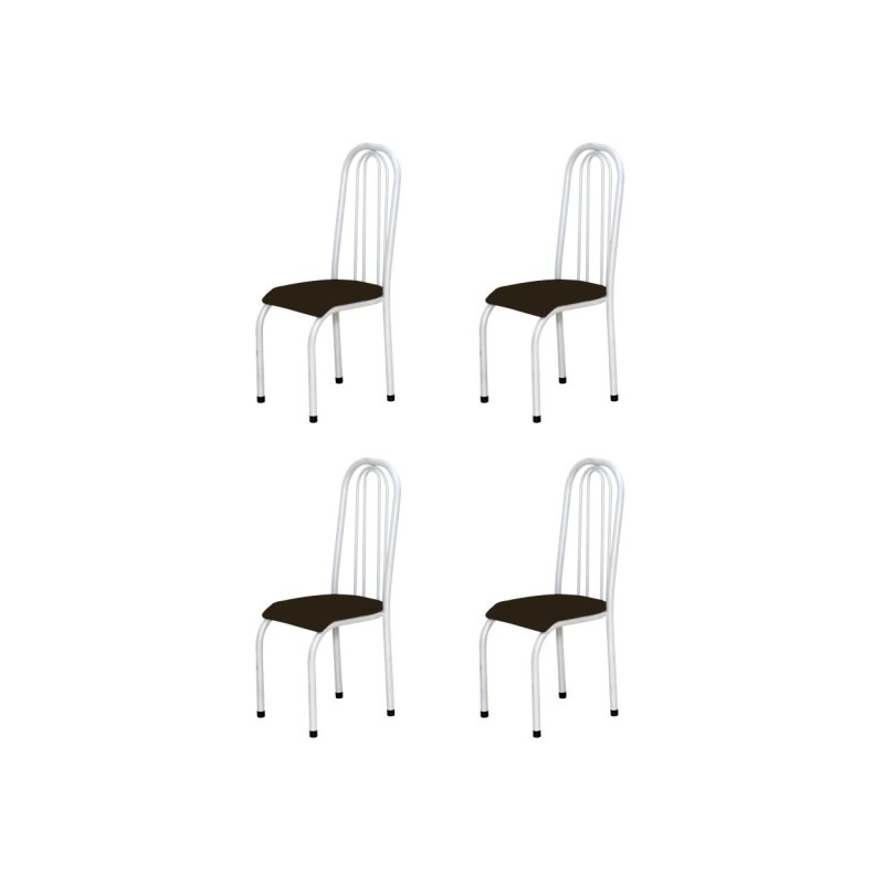 Kit 4 Cadeiras Altas 0.123 Anatômica Branco/Marrom Escuro - Marcheli