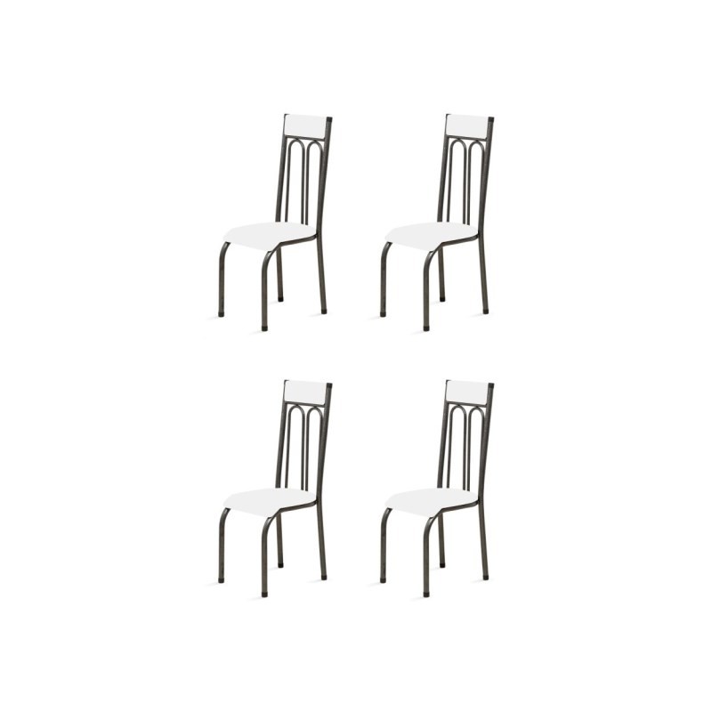 Kit 4 Cadeiras Anatômicas 0.120 Estofada Craqueado/Branco - Marcheli