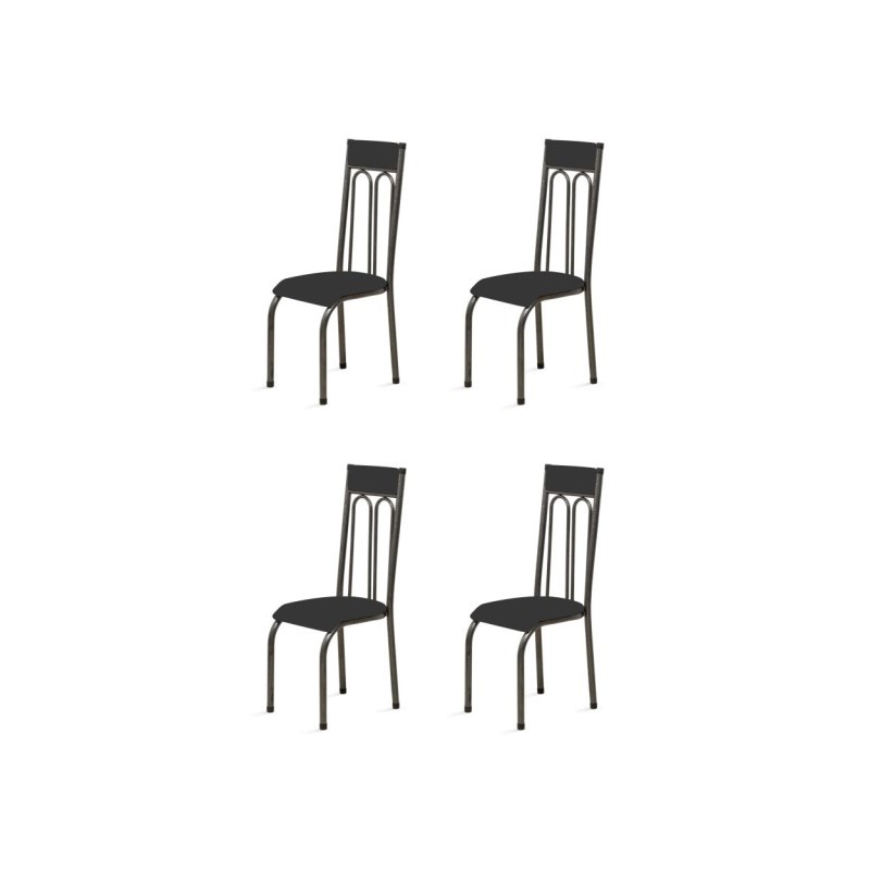 Kit 4 Cadeiras Anatômicas 0.120 Estofada Craqueado/Preto - Marcheli