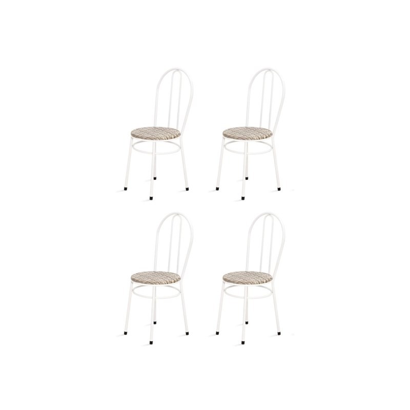 Kit 4 Cadeiras Baixas 0.134 Redonda Branco/Bege - Marcheli