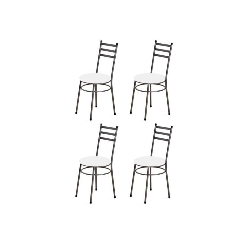 Kit 4 Cadeiras Baixas 0.135 Redonda Craqueado/Branco - Marcheli