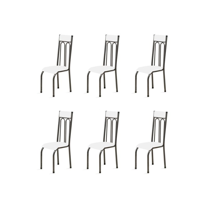 Kit 6 Cadeiras Anatômicas 0.120 Estofada Craqueado/Branco - Marcheli