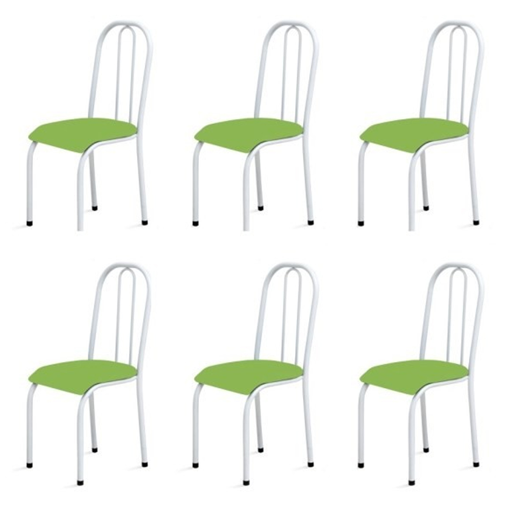 Kit 6 Cadeiras Baixas 0.104 Anatômica Branco/Verde - Marcheli