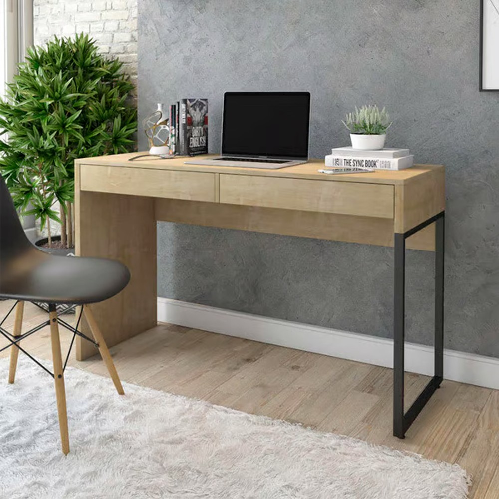 Mesa Para Computador Escrivaninha 2 Gavetas Desk Nature - Fit Mobel