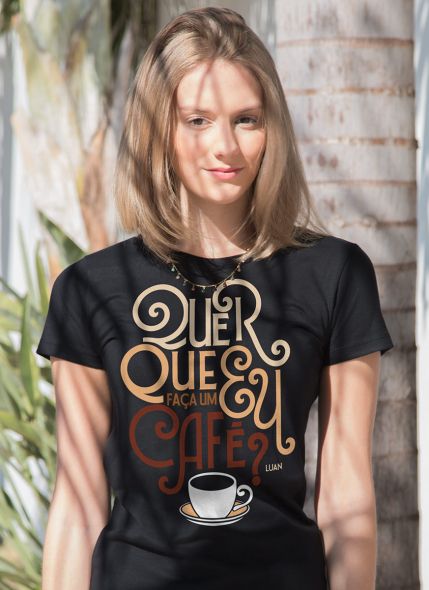 Camiseta Feminina Luan Santana Quer Que Eu Faça Um Café?