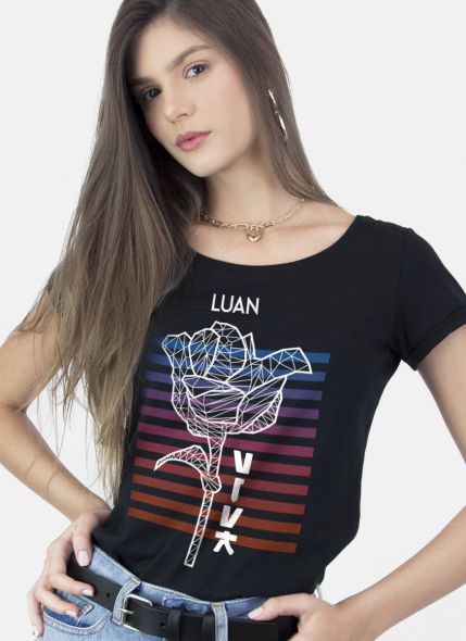 Camiseta Feminina Luan Santana Rosa Viva