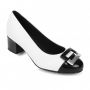 Sapato Scarpin Modare Ultra Conforto Salto Grosso Napa Sense Flex Branco/Verniz Premium Preto - 7316107