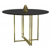 Mesa de Jantar Redonda New Elegance Gold com Tampo Coverglass 120cm