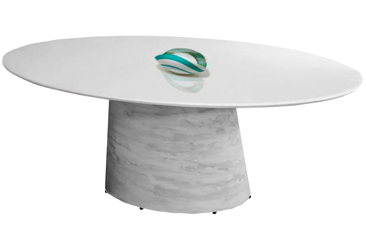 Mesa De Jantar Cone Oval Fibra Com Tampo Coverglass 160X90Cm