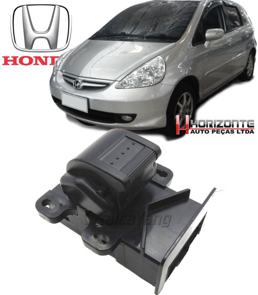 Botao Interruptor Vidro Eletrico Honda Fit 1.4 e 1.5 de 2003 a 2008 Dianteiro e Traseiro Simples