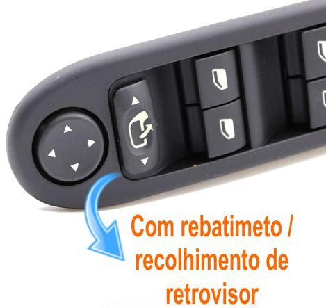 Botao Interruptor Vidro Eletrico Peugeot 307 2.0 16V Com Rebatimento