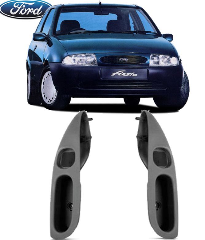Par Moldura Dianteira do Botao de Vidro Eletrico Fiesta e Courier Cinza - Original Ford