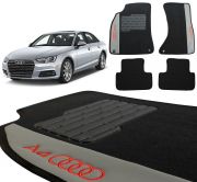 Jogo de Tapetes Carpete Audi A4 2012 a 2017 Preto Bordado 4 Peças
