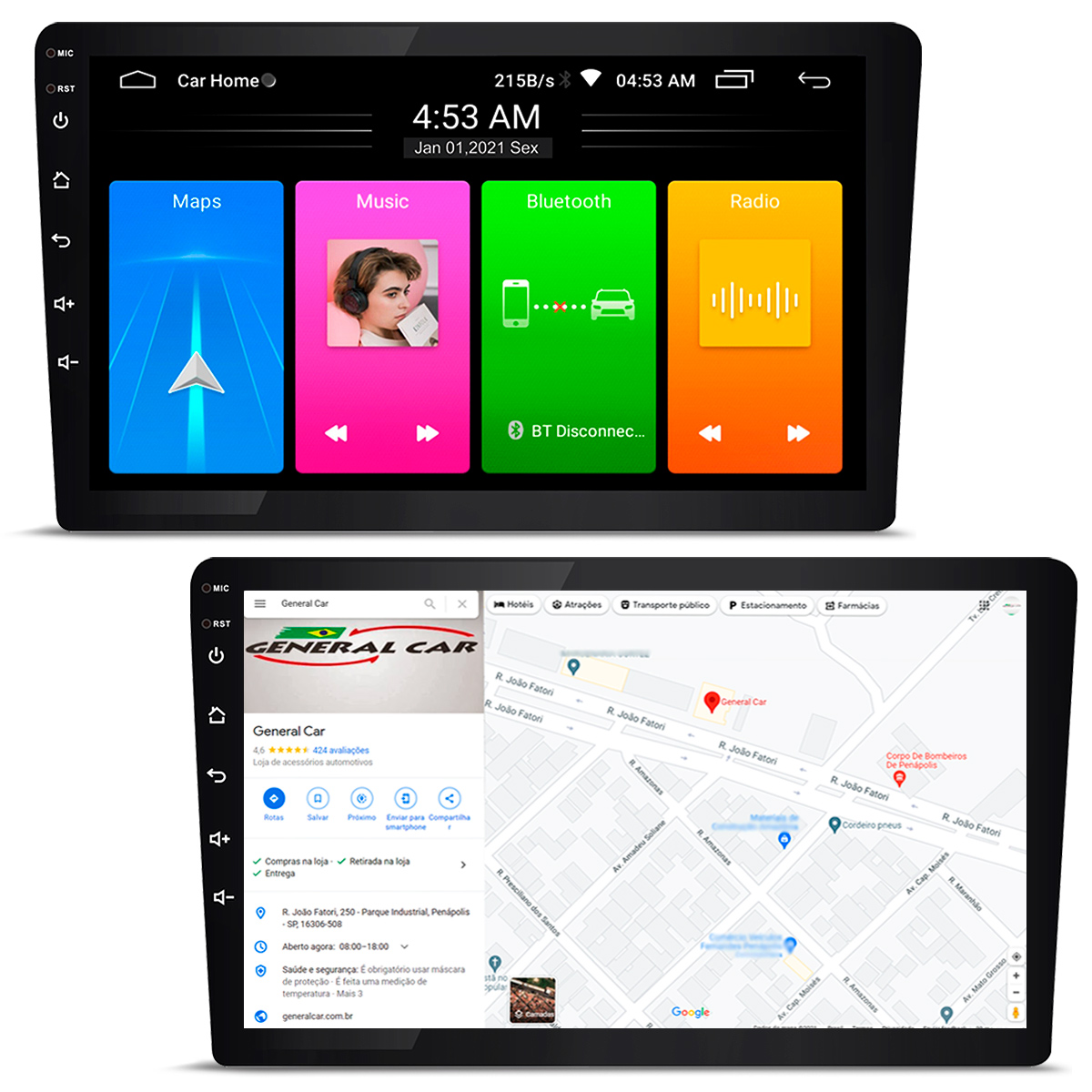 Central Multimídia Android Tela 9 Polegadas RS910BR Wifi Bluetooth GPS