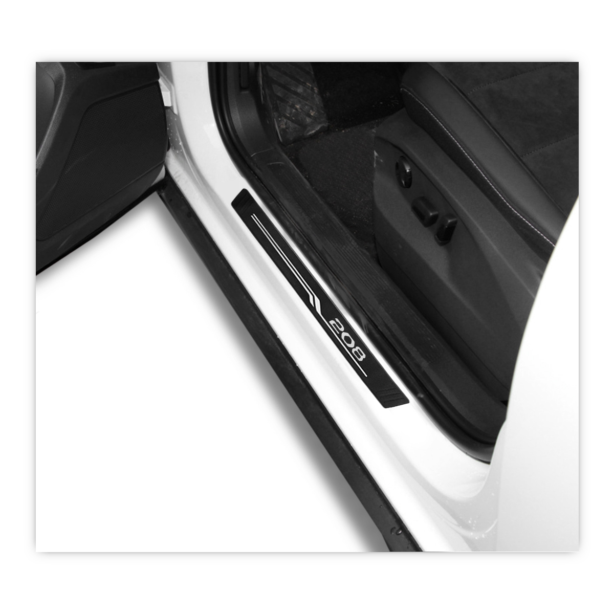 Jogo de Soleira Peugeot 208 2013 a 2024 Texturizado 4 Peças Preto