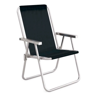 Cadeira Alta Dobrável Conforto Total Aluminio Sannet Preta Mor