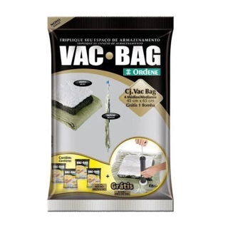 Conjunto Saco a Vacuo com 4 unid. Médio + Bomba - Vac Bag
