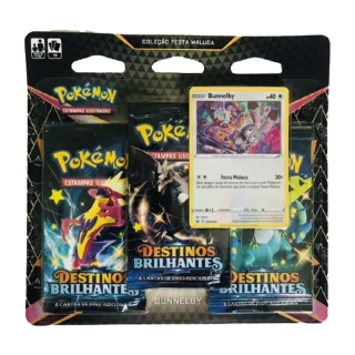 Kit Cartas Pokémon Blister Triplo 3 Pacotes + 1 Carta Bunnelby