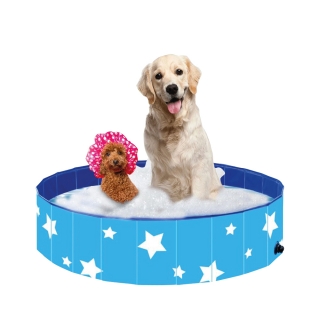 Piscina Para Cachorro Pets Dobrável Azul Estrela 80 cm x 20 cm VG+