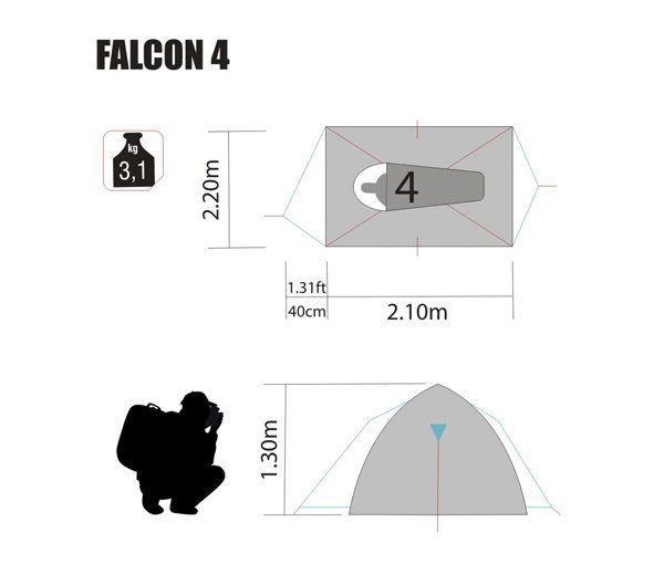 Barraca De Camping Falcon 4 Pessoas Bolsa Tipo Iglu Nautika