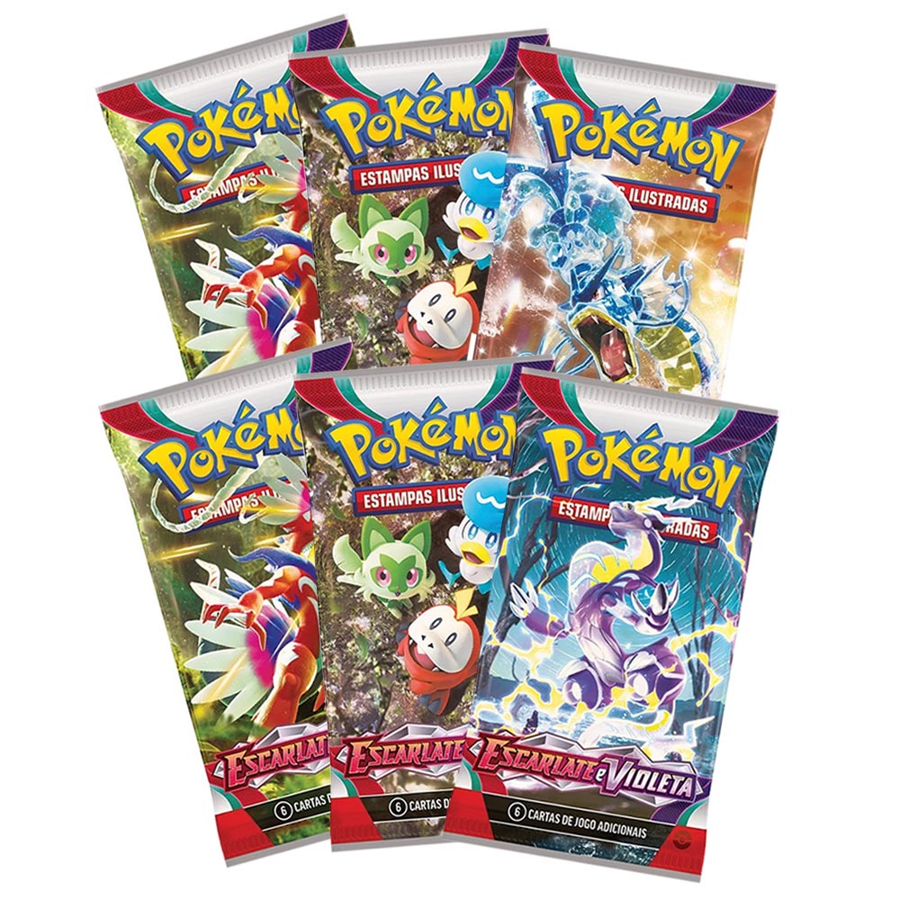 6 Pacotes Cartas Pokémon Booster 36 Cartas - Escarlate e Violeta