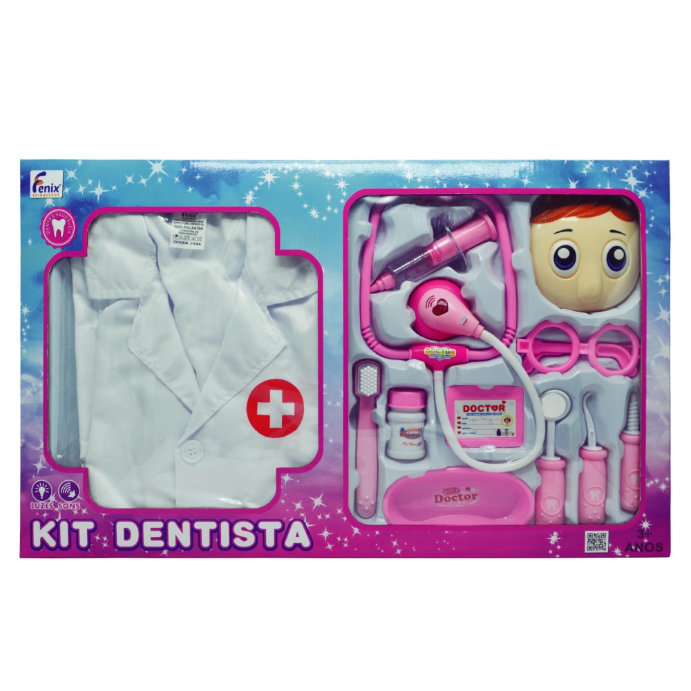 Brinquedo Kit Dentista com Luzes e Jaleco - Fênix