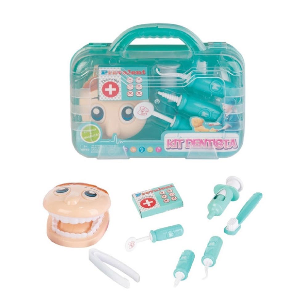 Brinquedo Kit Dentista Maleta com Acessorios Azul Fenix