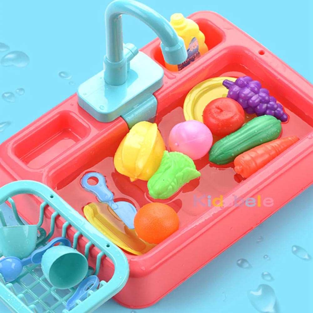 Brinquedo Pia de Cozinha Infantil Sai Água de Verdade com Acessórios Vermelho - Fenix