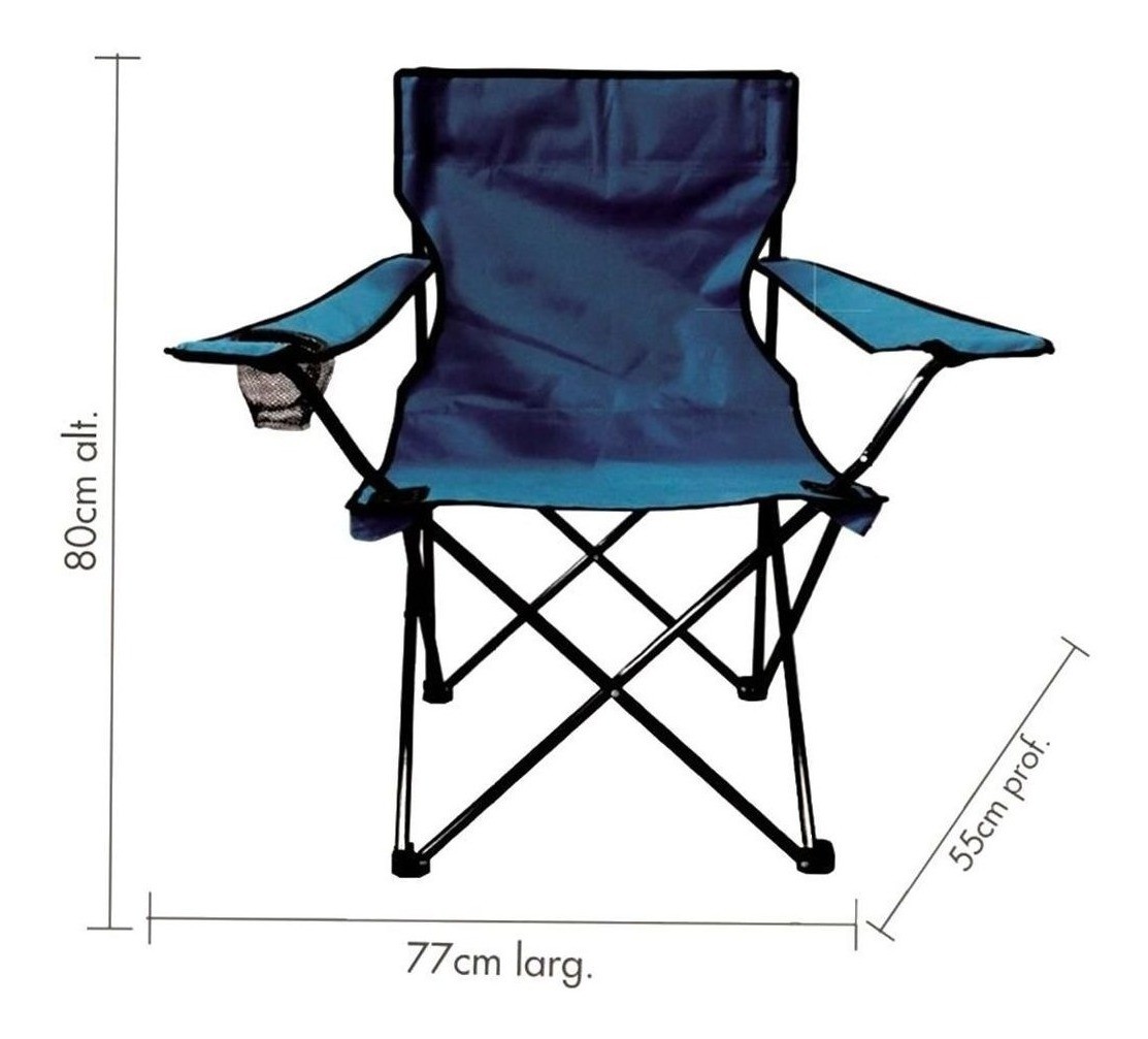 Cadeira Camping Dobrável Com Apoio de Braço e Porta Copos Importway
