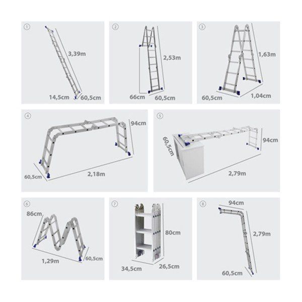 Escada Multifuncional 4x3 12 Degraus Aço - MOR