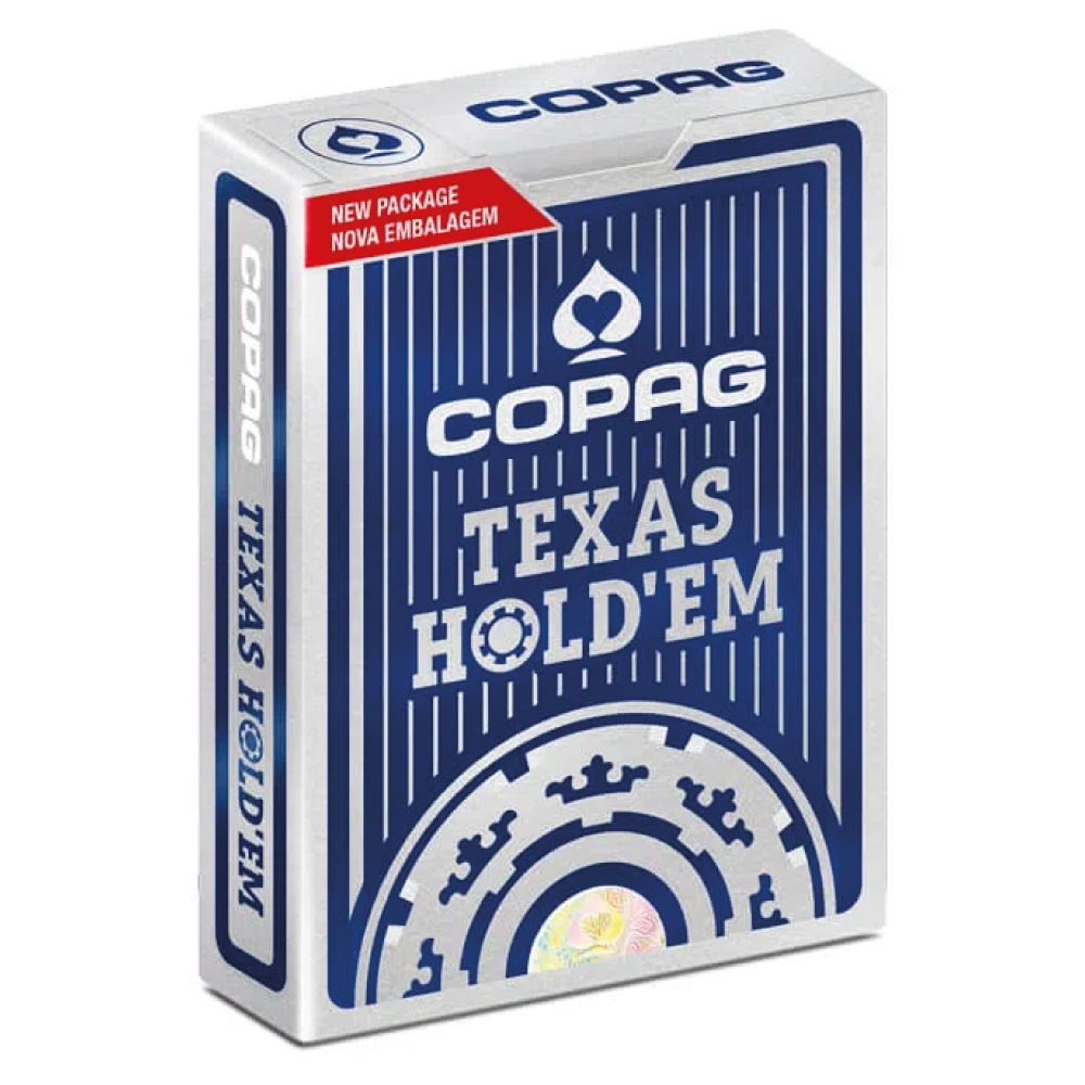 Kit 2 Baralhos Plástico Texas Hold'Em Naipe Grande Azul/Dourada Copag