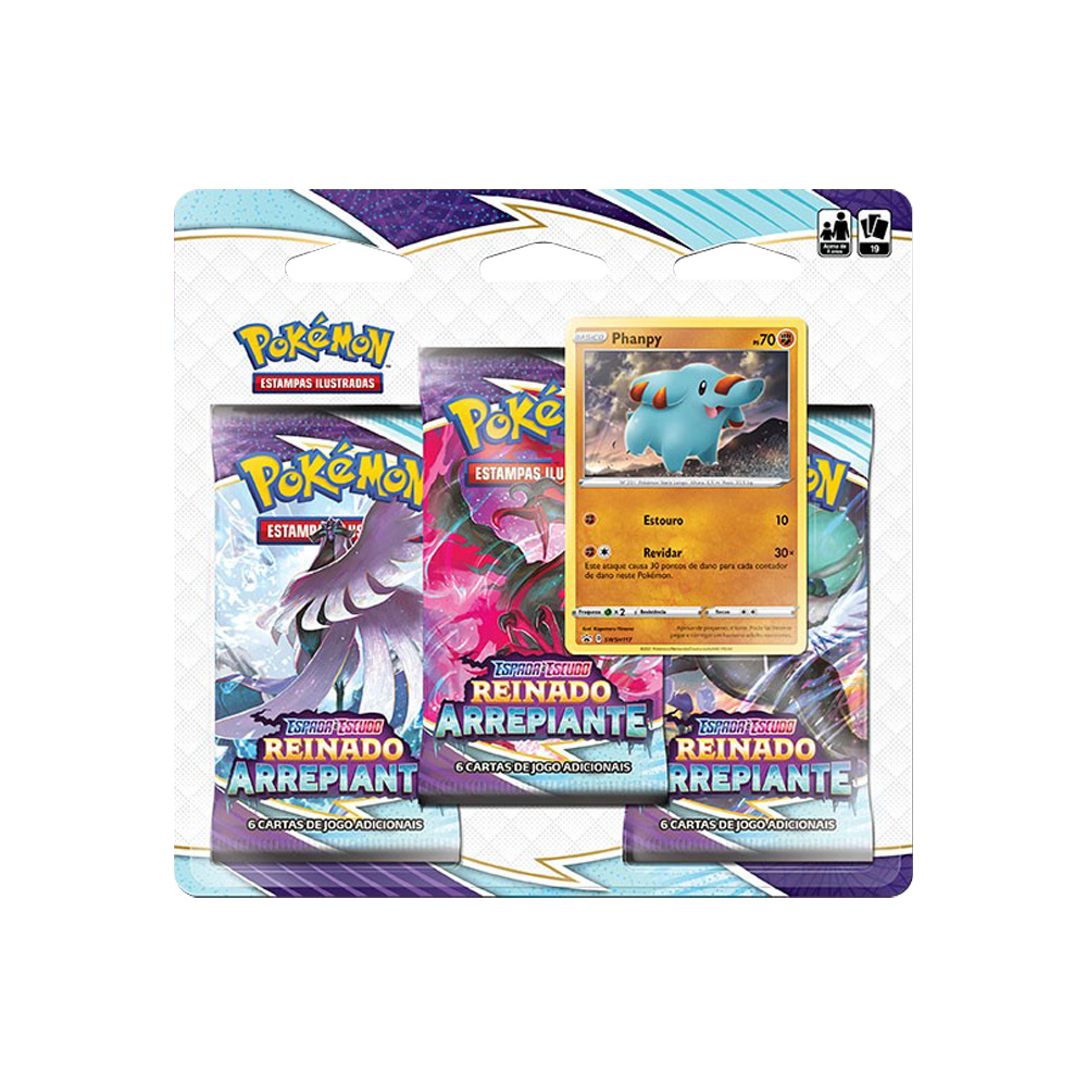 Kit Cartas Pokémon Blister Triplo 3 Pacotes + 1 Carta Phanpy
