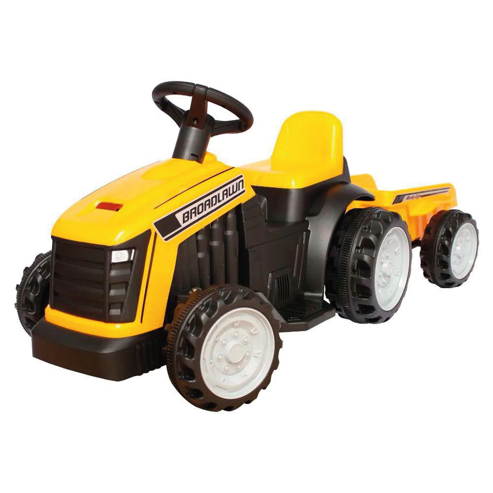 Mini Trator Elétrico Infantil Com Reboque Amarelo Importway