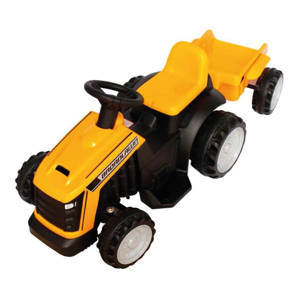 Mini Trator Elétrico Infantil Com Reboque Amarelo Importway