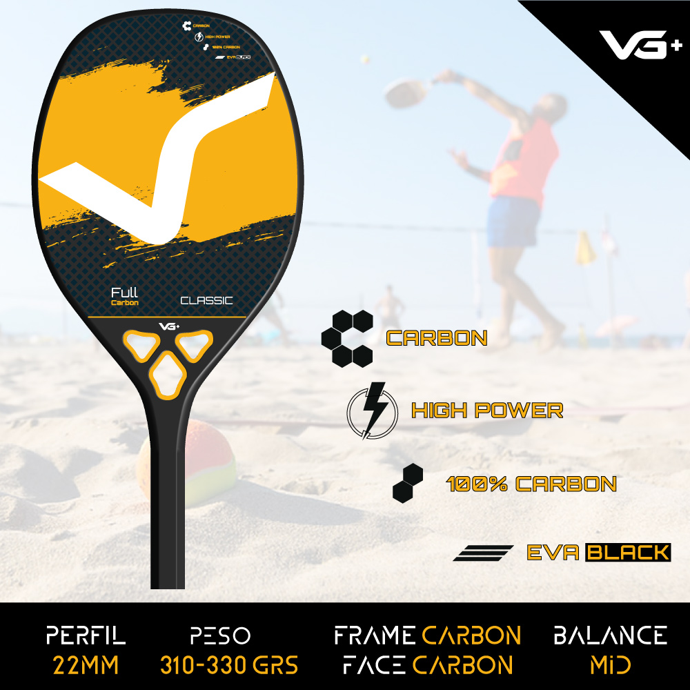 Raquete de Beach Tennis Classic Full Carbon Laranja  - VG Plus