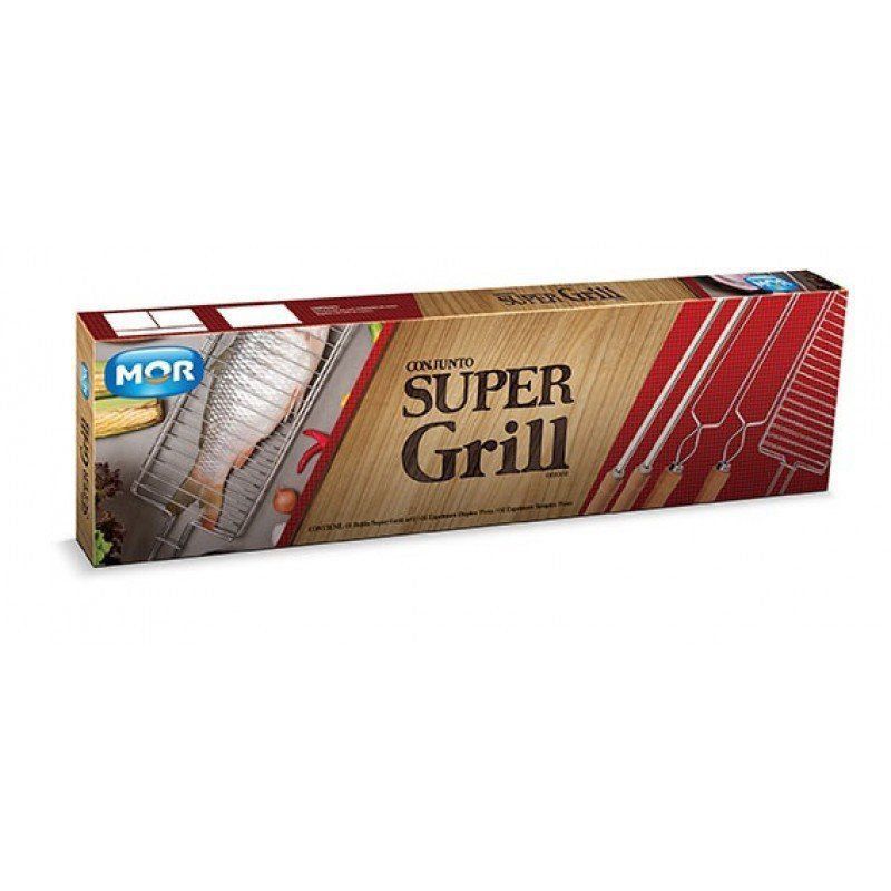 Super Grill Cromado Grelha 5 Peças Mor - Churrasco 003302